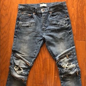 Men’s - Zara Distressed Biker Denim w/ Zip Detail